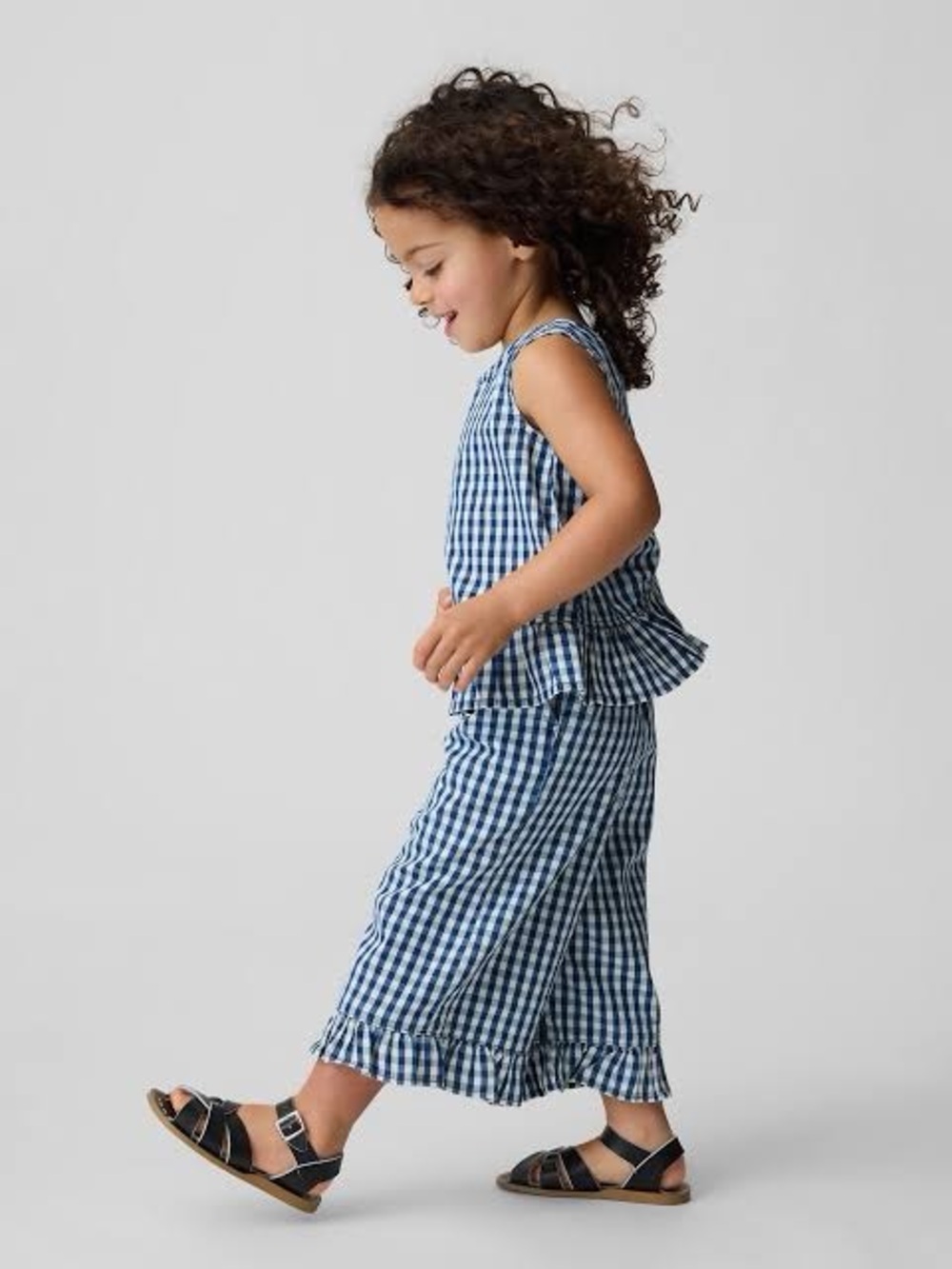 Baby Gap Gingham Denim Ruffle-Hem Outfit Set 18-24m 100% Cotton - Picture 2 of 8